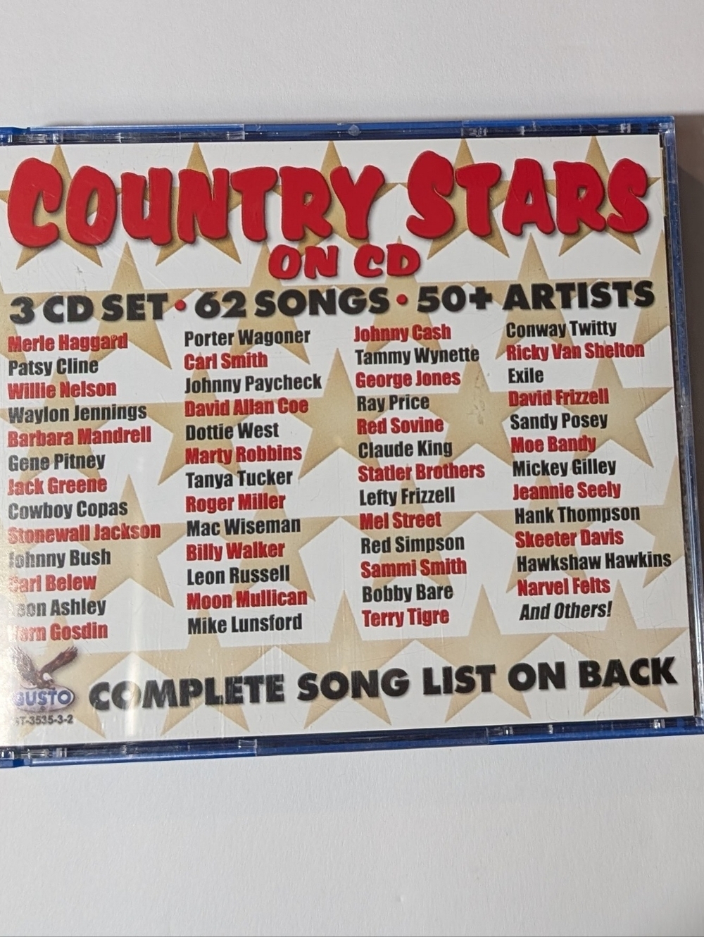 Country Stars 3-CD Set - Red, Gold, Black 62 Songs 50 Artists